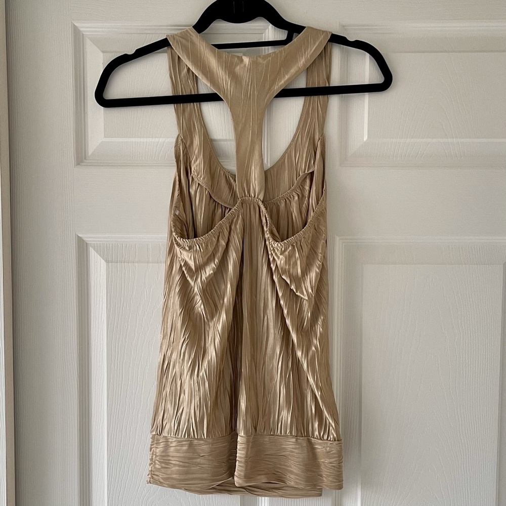 iz Byer California Gold Pleated Scoop Neck Racerback Tank Top M (Women’s) - Picture 3 of 8